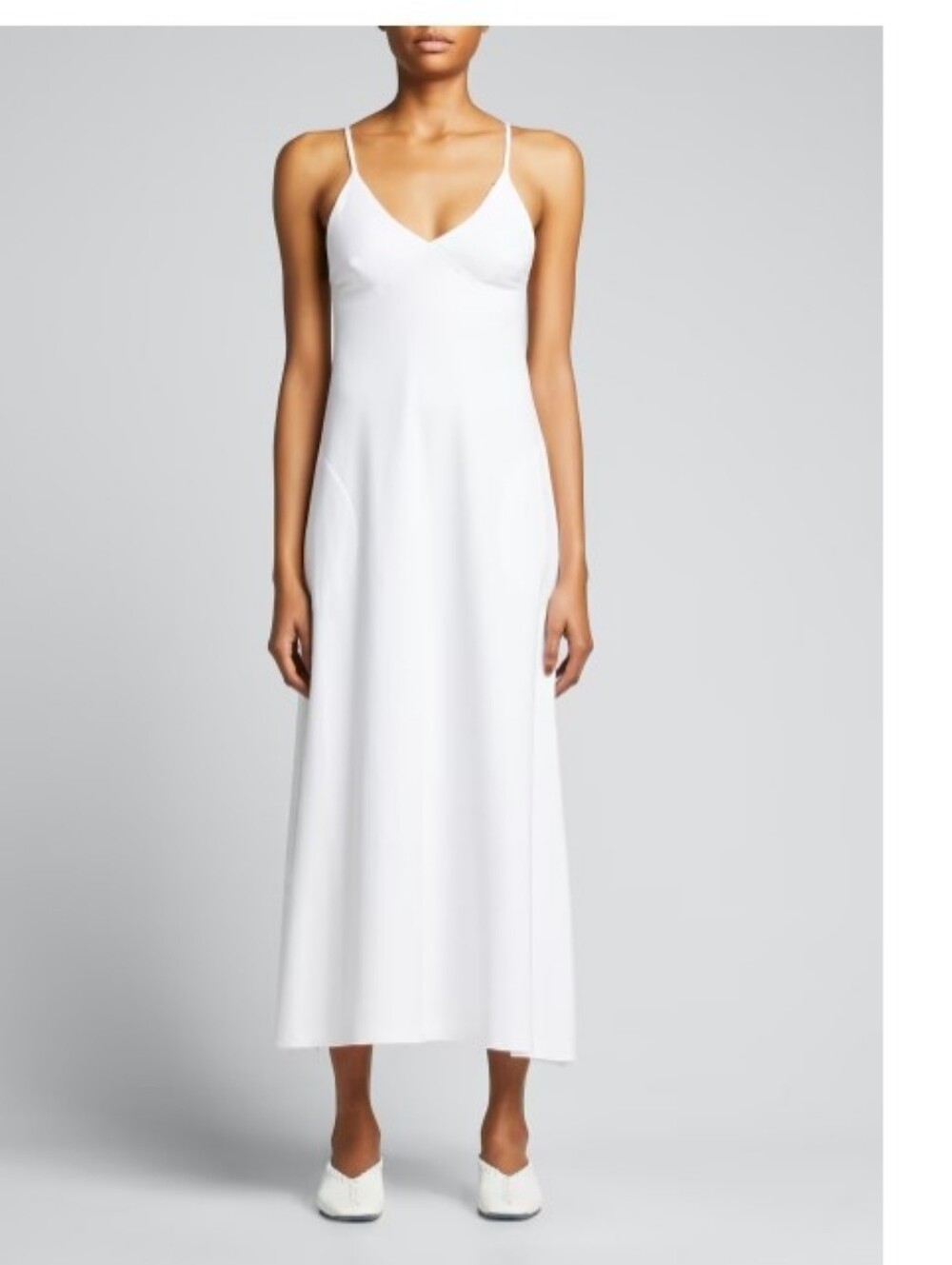 NORMA KAMALI A-LINE MIDI CALF SLIP WHITE DRESS WOMENS SIZE 38 MEDIUM